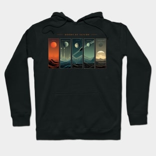 Saturn Moons, Space Exploration Cosmos Planet Art Hoodie